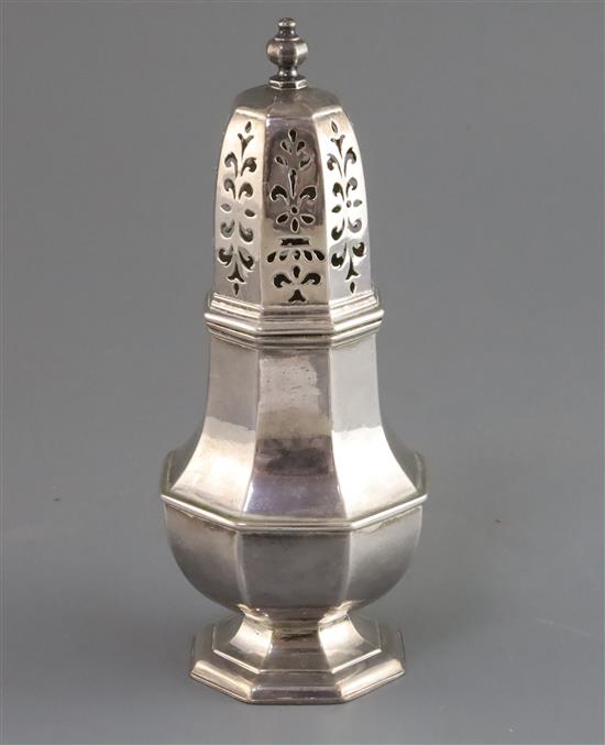 A George I Brittania standard silver octagonal castor, by William Spackman, 11 oz.